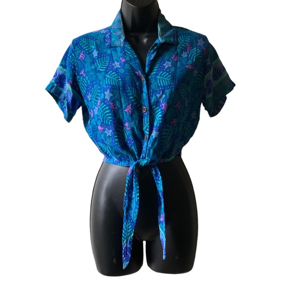 Rainbow Jo Tops - Rainbow-Jo of Maui Hawaii Tie Front Crop Top Shirt